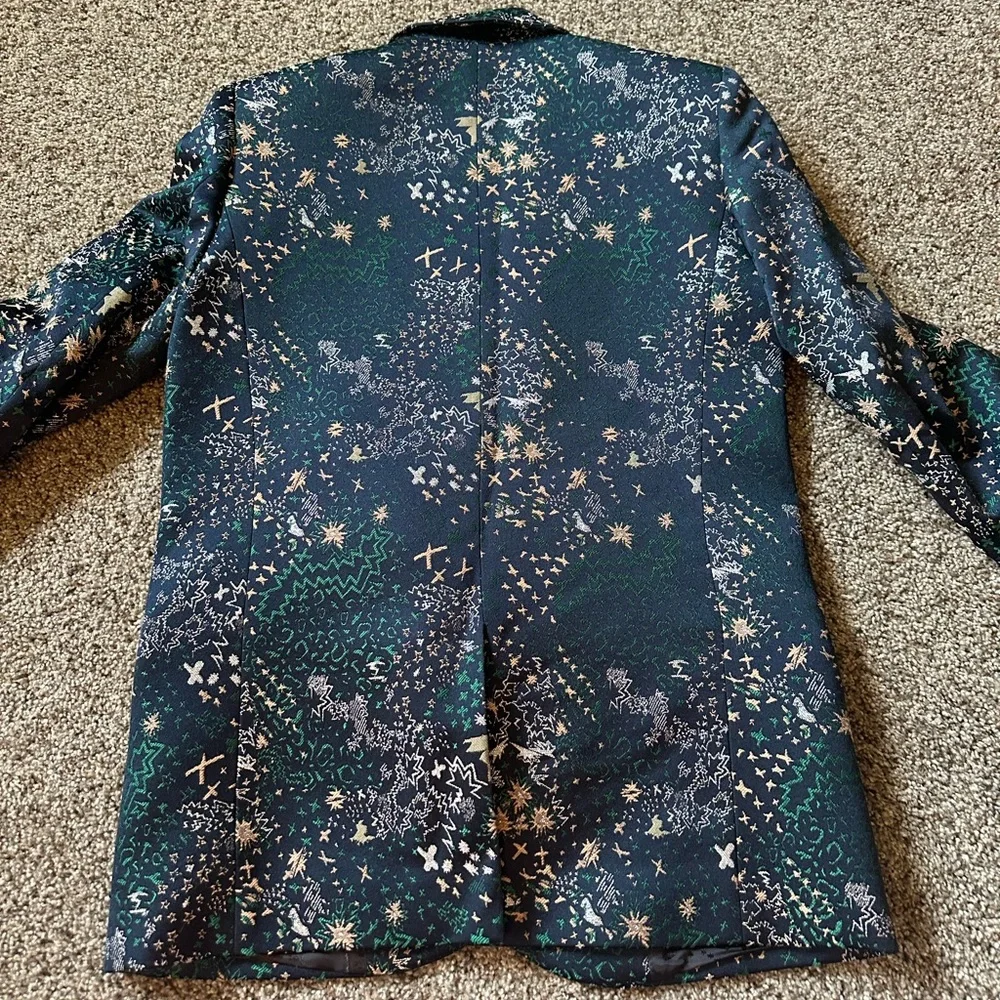 Zadig & Voltaire Blue and Gold Patterned Blazer - Picture 6 of 8